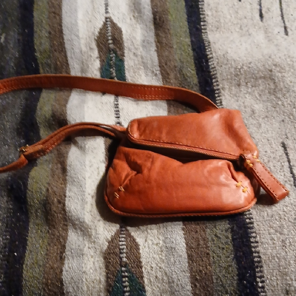 Elegant Orange Leather Crossbody Bag